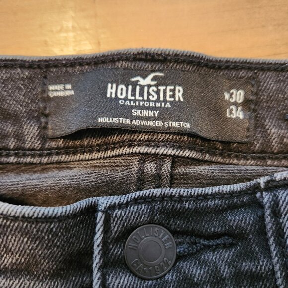 Hollister Jeans Slim Straight Advanced‎ Stretch Black Mens Size 29x32 EUC - Picture 8 of 11
